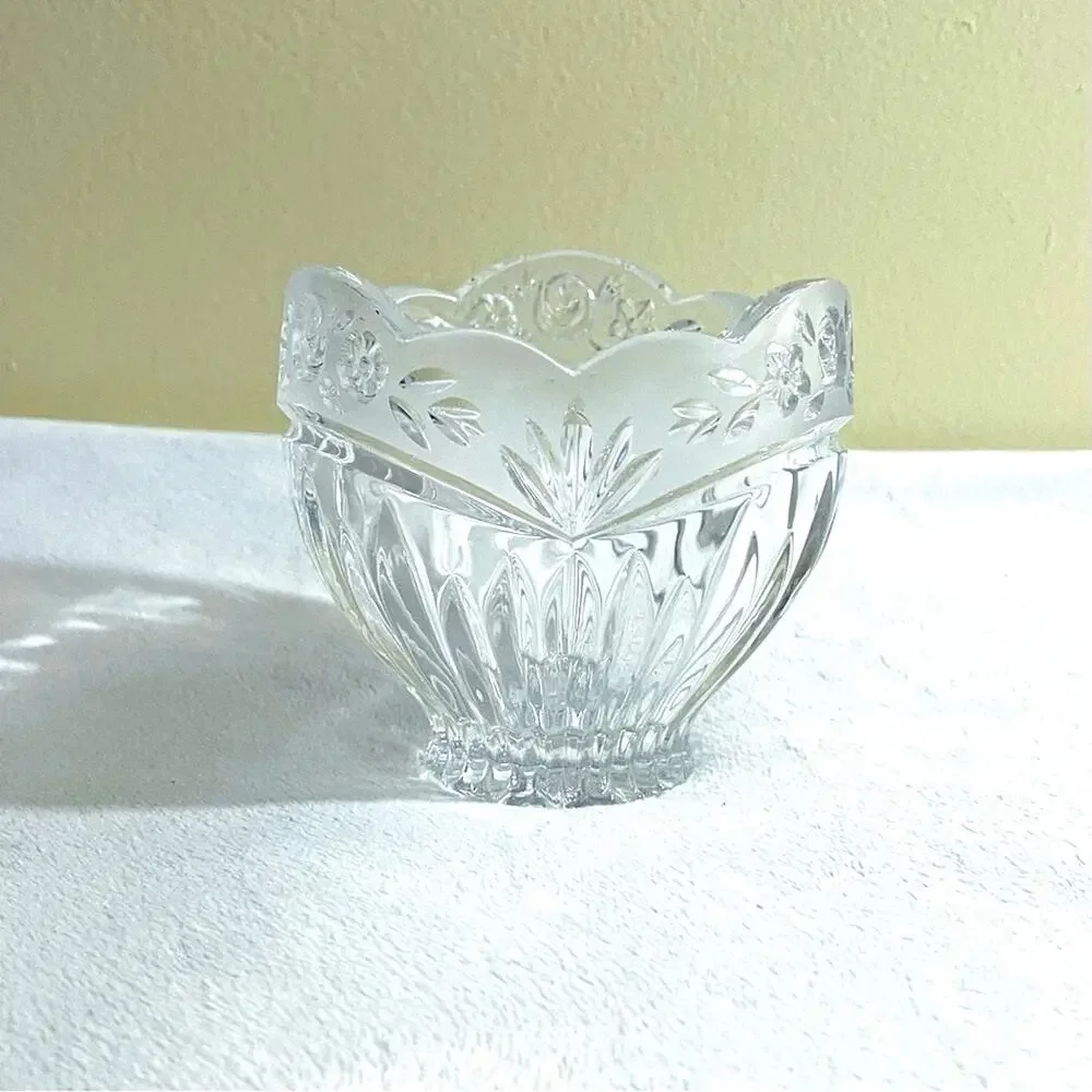 Vtg Oneida Crystal Southern Gardens Bud Vase Candy Dish Bowl Germany Floral Moti